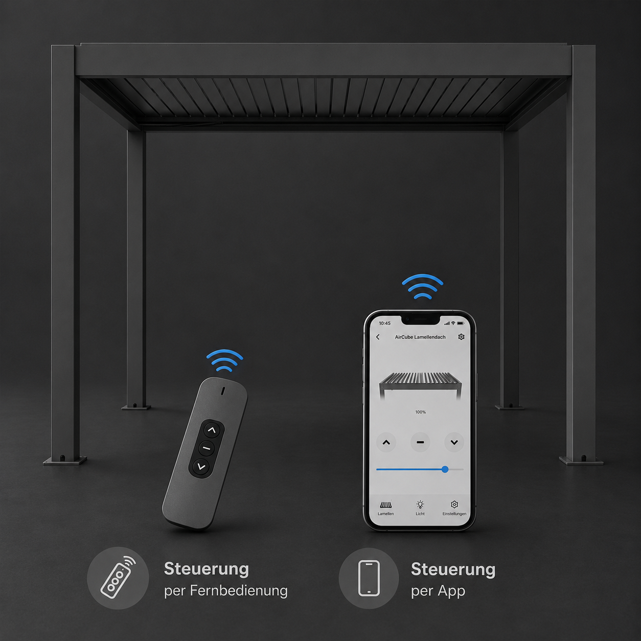 App-Steuerung für Lamellen und LED